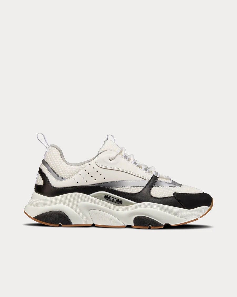 Dior B22 — Gray Technical Mesh with White & Black Smooth Calfskin
