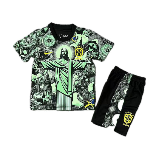 Brazil CBF Kids Set – Black / Green (Cristo Redentor)