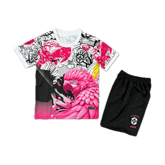 Brazil CBF Kids Set – Pink / White (Parrot)