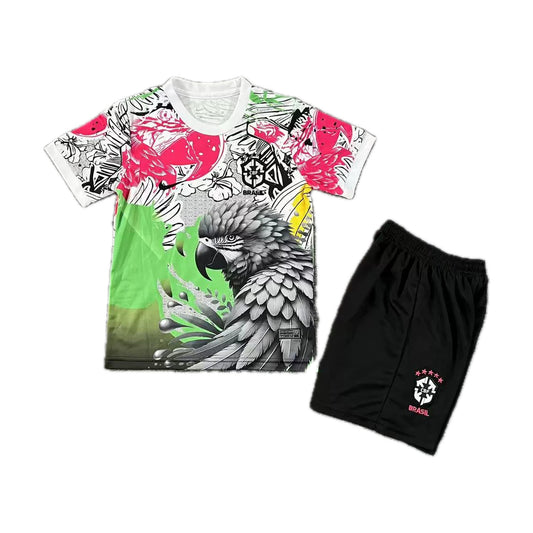 Brazil CBF Kids Set – White / Multicolor (Macaw)
