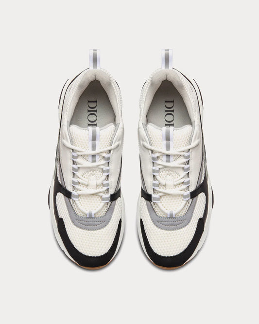 Dior B22 — Gray Technical Mesh with White & Black Smooth Calfskin