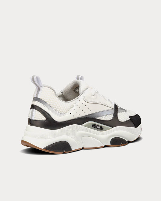 Dior B22 — Gray Technical Mesh with White & Black Smooth Calfskin