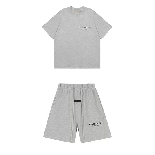 Essentials Tee & Shorts Set — Light Grey